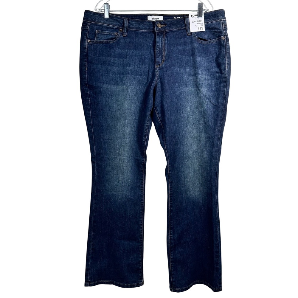 Sonoma Goods For Life Slim Boot Mid Rise Dark Wash Jeans 18S New With Tags